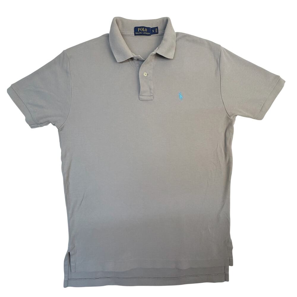 Polo Ralph Lauren Custom Slim Fit Polo Shirt Mens Small Gray Blue Pony Cotton